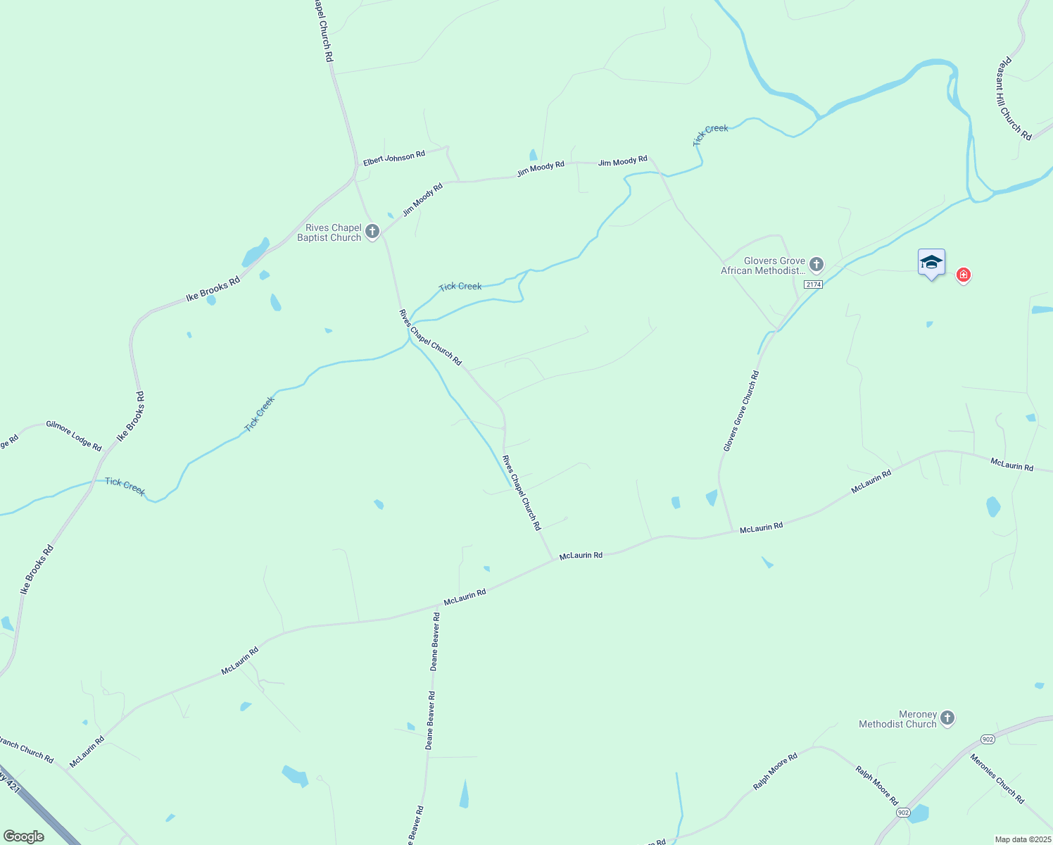 map of restaurants, bars, coffee shops, grocery stores, and more near 5167 Rives Chapel Church Road in Siler City