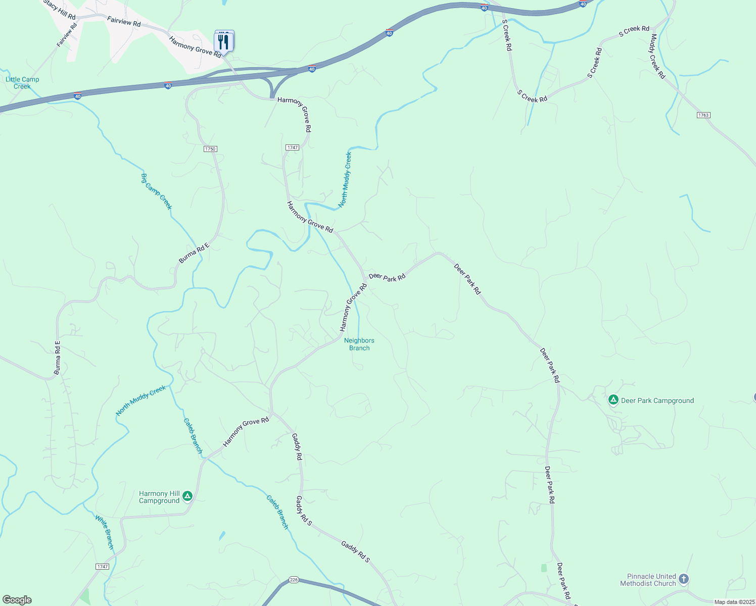 map of restaurants, bars, coffee shops, grocery stores, and more near 69 Walnut Grove Drive in Nebo