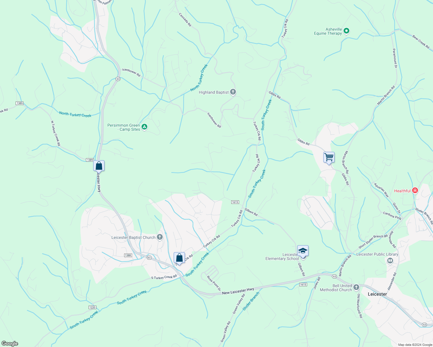 map of restaurants, bars, coffee shops, grocery stores, and more near 87 Whitt Road in Leicester