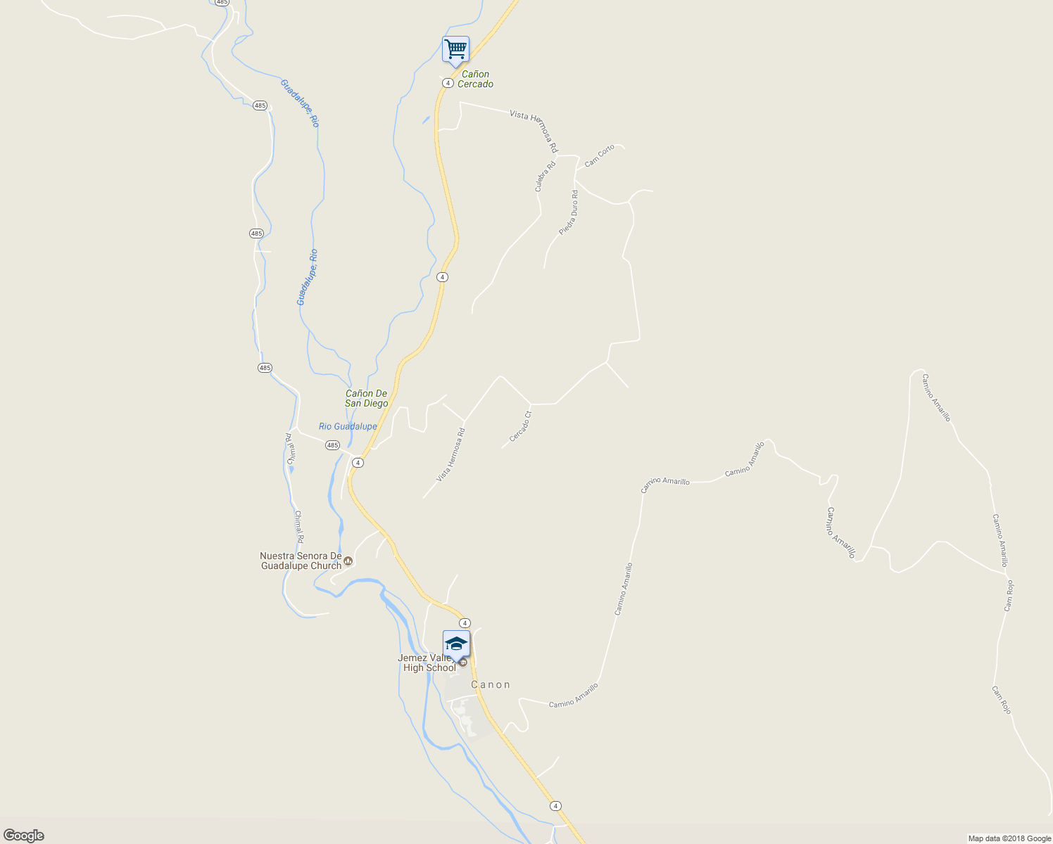 map of restaurants, bars, coffee shops, grocery stores, and more near 186 Cercado Court in Jemez Pueblo