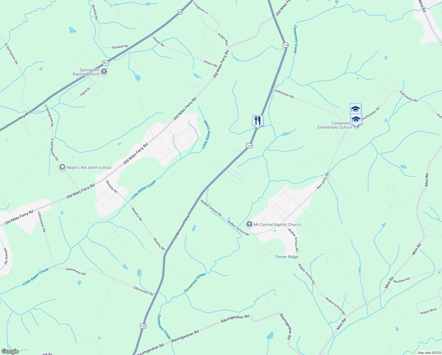 map of restaurants, bars, coffee shops, grocery stores, and more near 938 Calderwood Hwy in Maryville