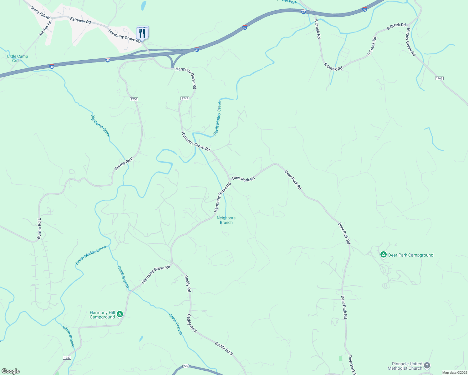 map of restaurants, bars, coffee shops, grocery stores, and more near 69 Walnut Grove Dr in Nebo