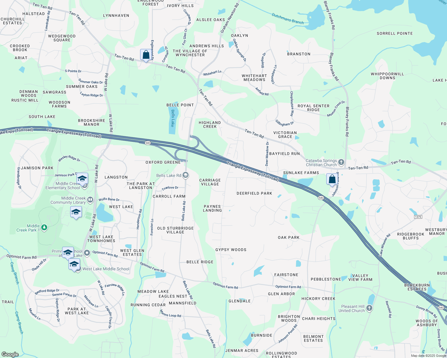 map of restaurants, bars, coffee shops, grocery stores, and more near 8108 Rhodes Road in Apex
