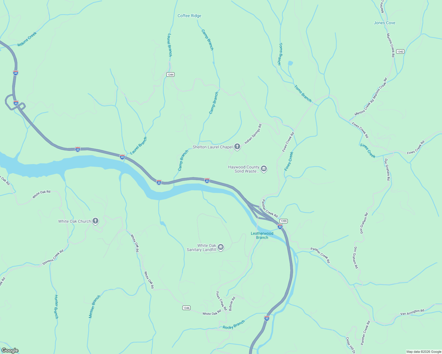 map of restaurants, bars, coffee shops, grocery stores, and more near in Fines Creek