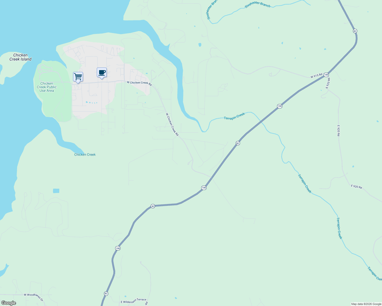 map of restaurants, bars, coffee shops, grocery stores, and more near 20462 West Chicken Creek Road in Cookson