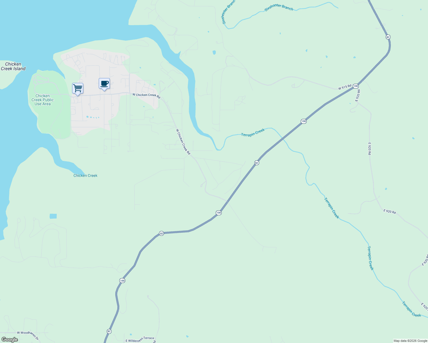 map of restaurants, bars, coffee shops, grocery stores, and more near 20462 West Chicken Creek Road in Cookson