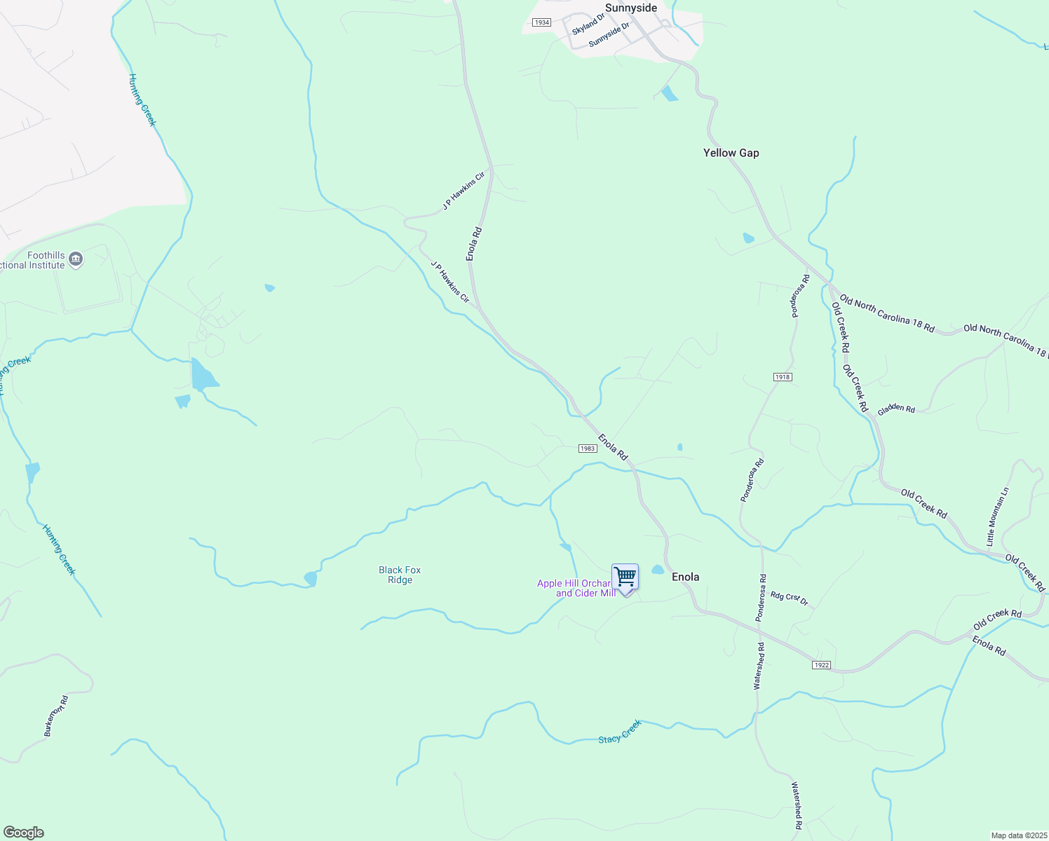 map of restaurants, bars, coffee shops, grocery stores, and more near 5032 Rustic Lane in Morganton