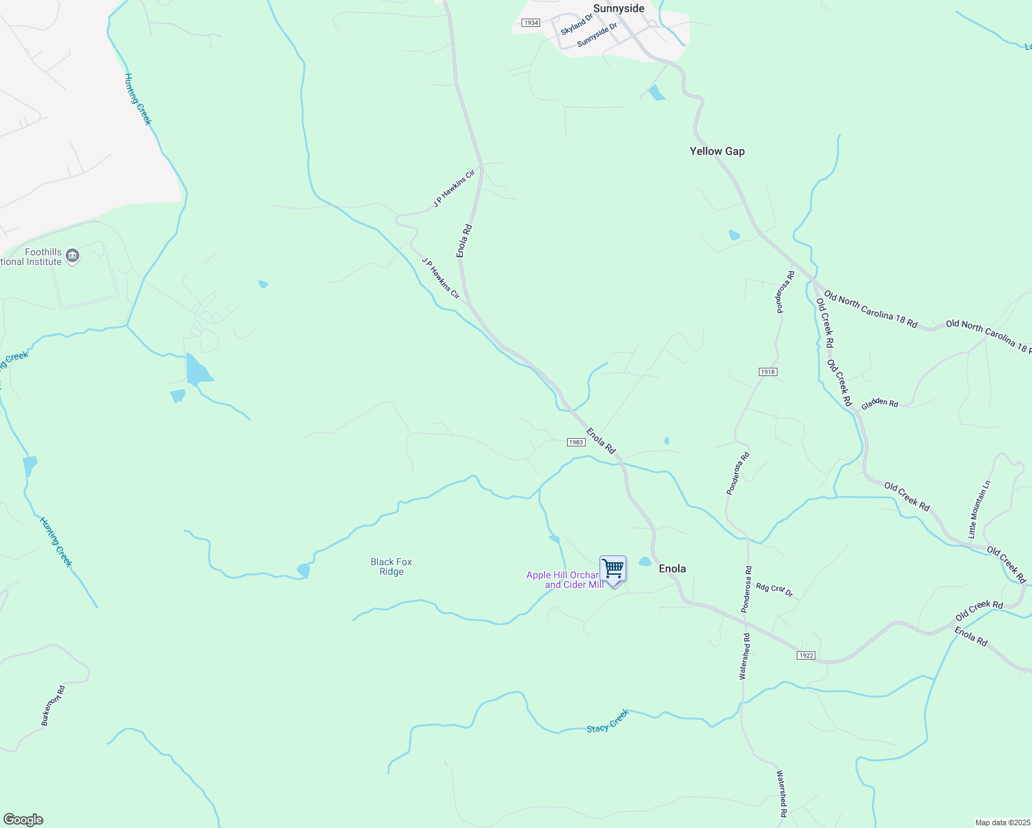 map of restaurants, bars, coffee shops, grocery stores, and more near 5032 Rustic Lane in Morganton
