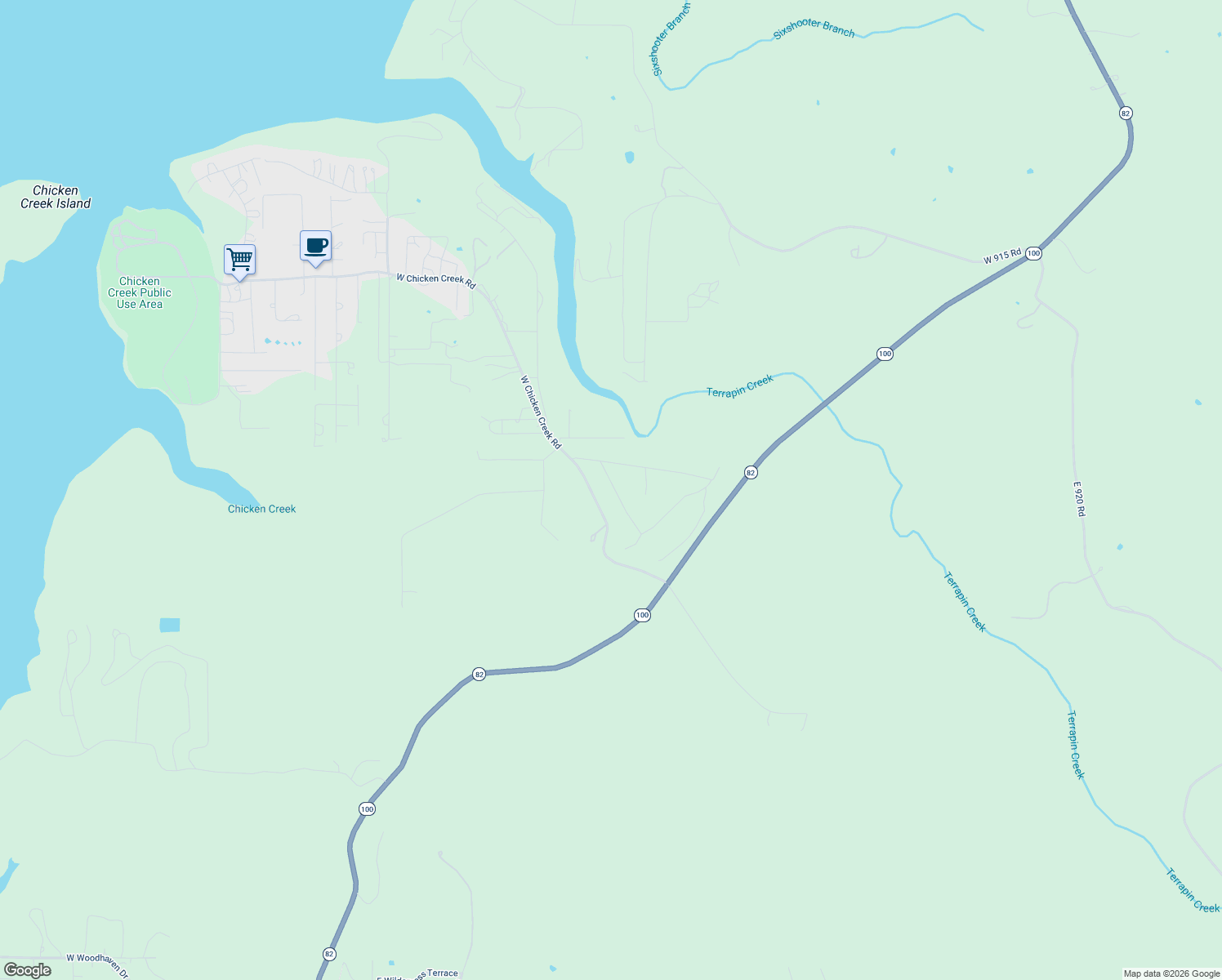 map of restaurants, bars, coffee shops, grocery stores, and more near 20462 West Chicken Creek Road in Cookson