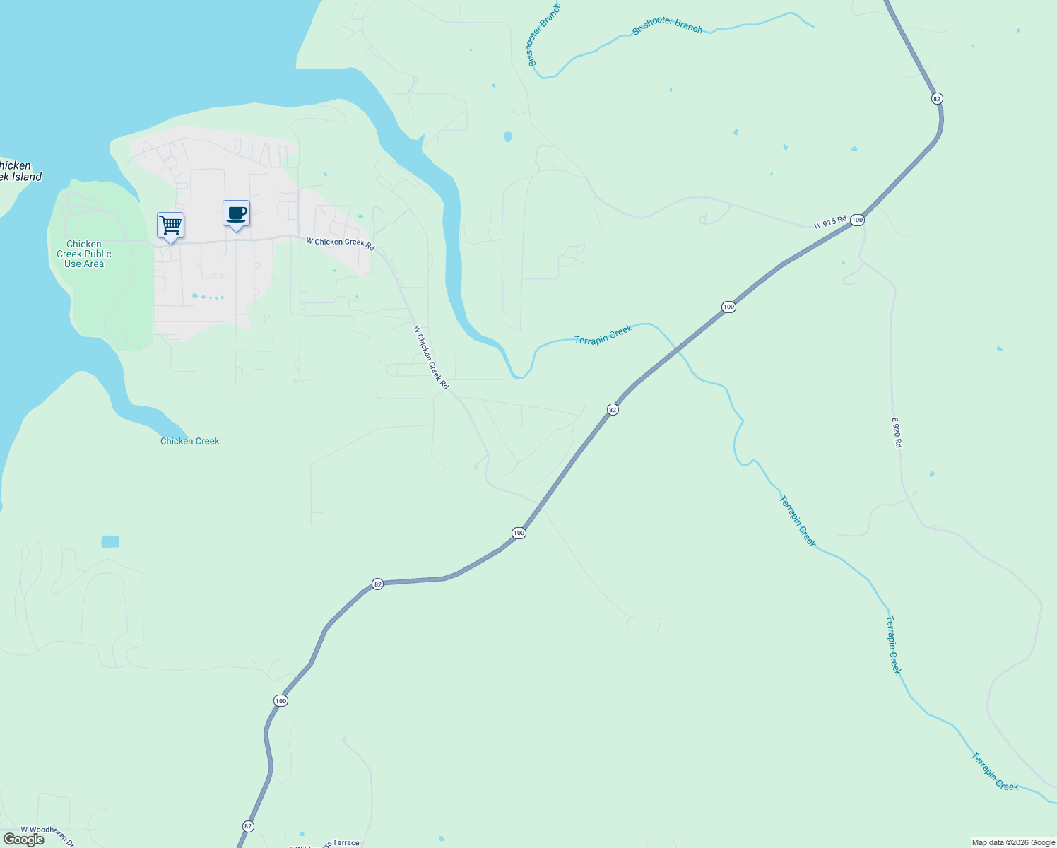 map of restaurants, bars, coffee shops, grocery stores, and more near 20462 West Chicken Creek Road in Cookson