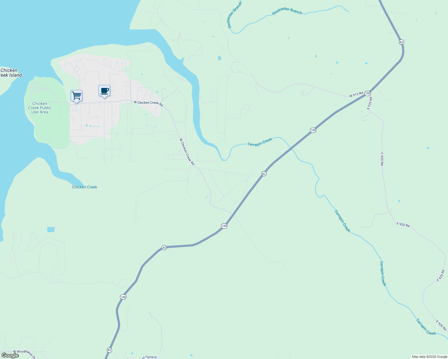 map of restaurants, bars, coffee shops, grocery stores, and more near 20462 West Chicken Creek Road in Cookson