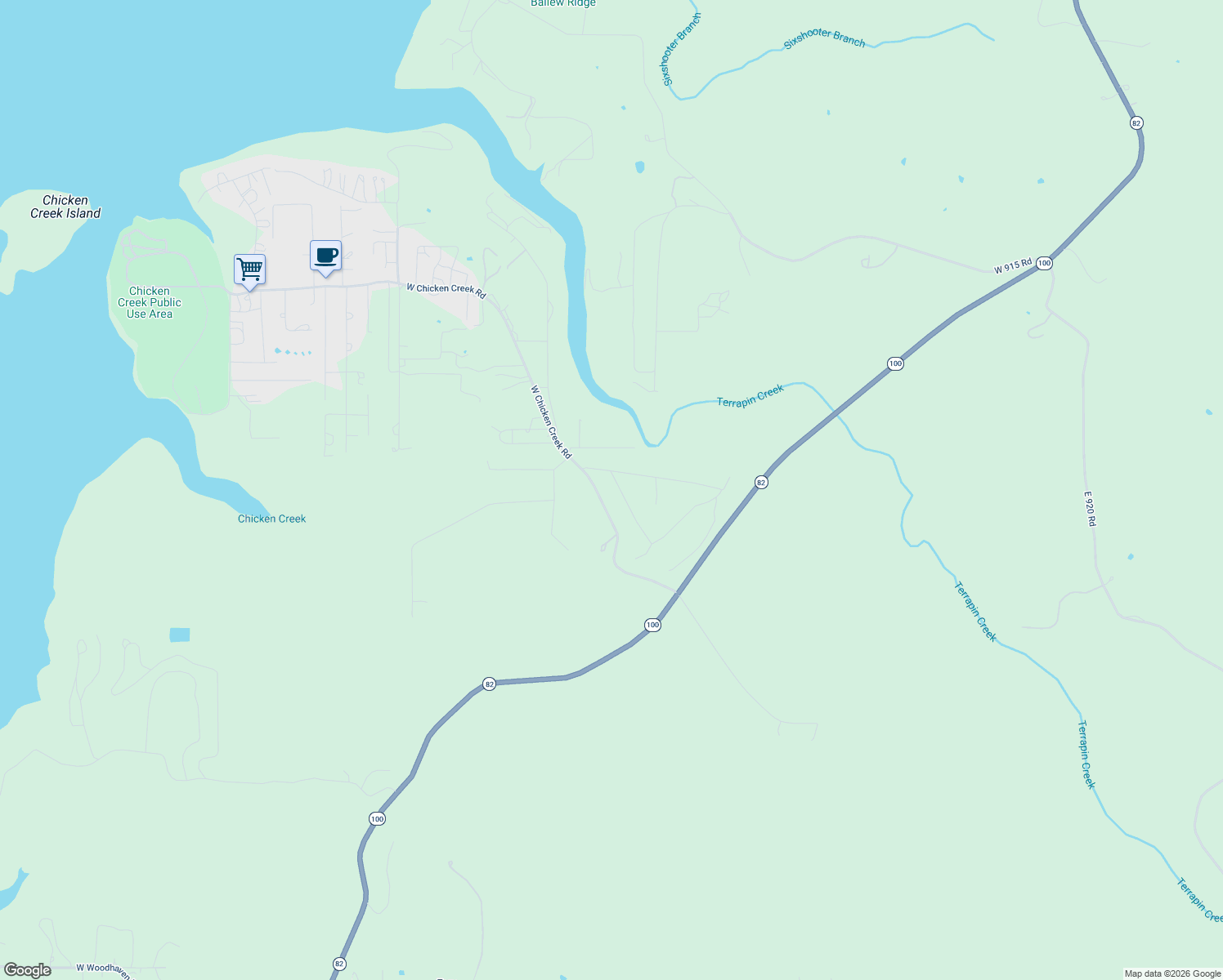 map of restaurants, bars, coffee shops, grocery stores, and more near 20462 West Chicken Creek Road in Cookson