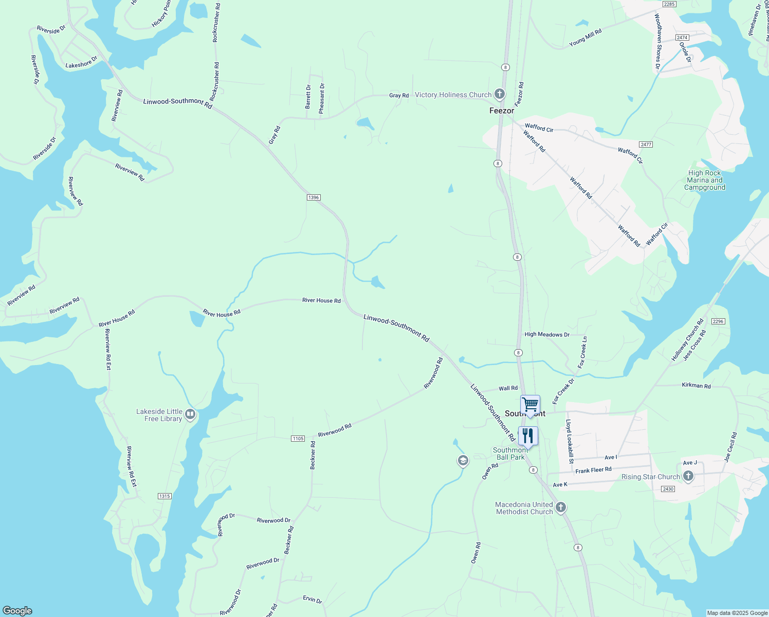 map of restaurants, bars, coffee shops, grocery stores, and more near 12455 Linwood-Southmont Road in Lexington