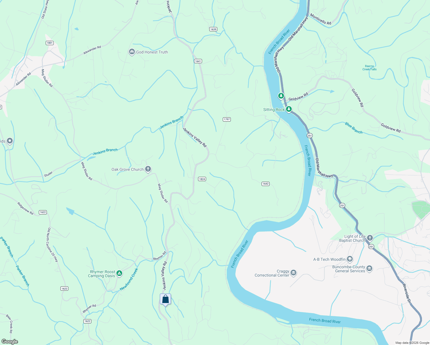 map of restaurants, bars, coffee shops, grocery stores, and more near 99999 Harold Sluder Road in Alexander