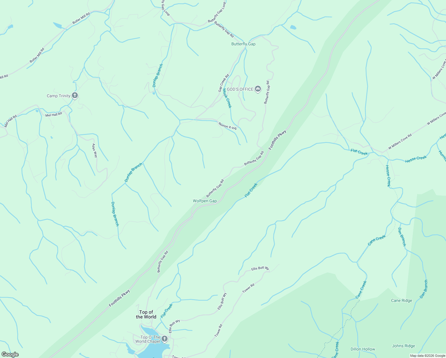 map of restaurants, bars, coffee shops, grocery stores, and more near Butterfly Gap Road in Maryville