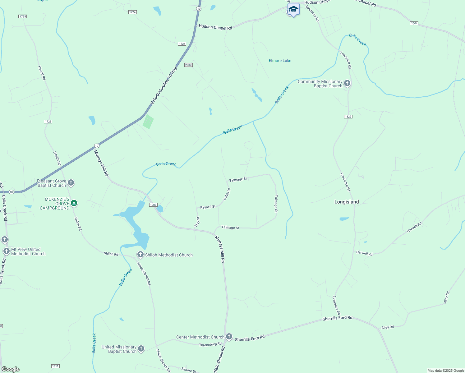 map of restaurants, bars, coffee shops, grocery stores, and more near 1486 Loftin Dr in Catawba
