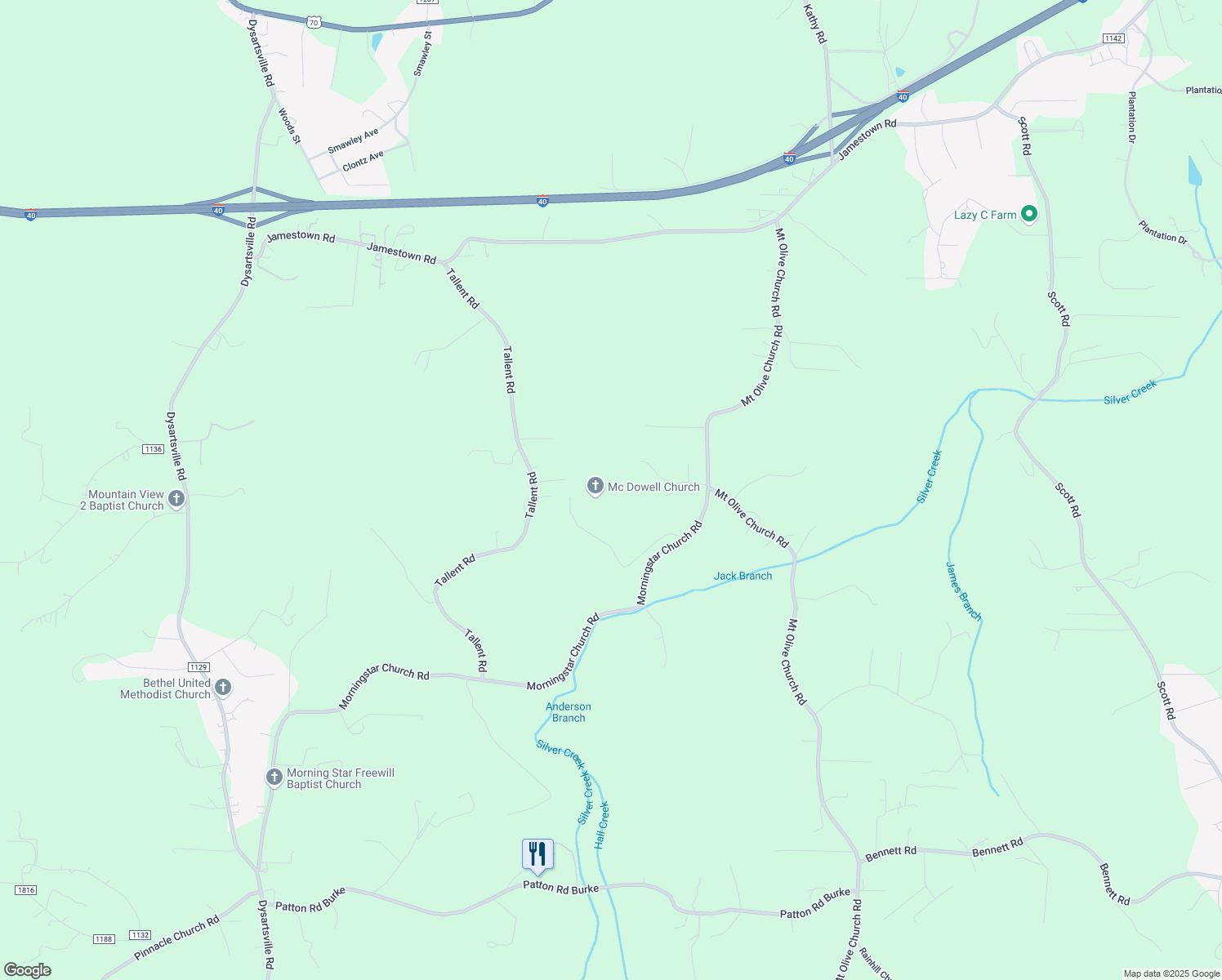 map of restaurants, bars, coffee shops, grocery stores, and more near 4806 McDowell Church Road in Morganton