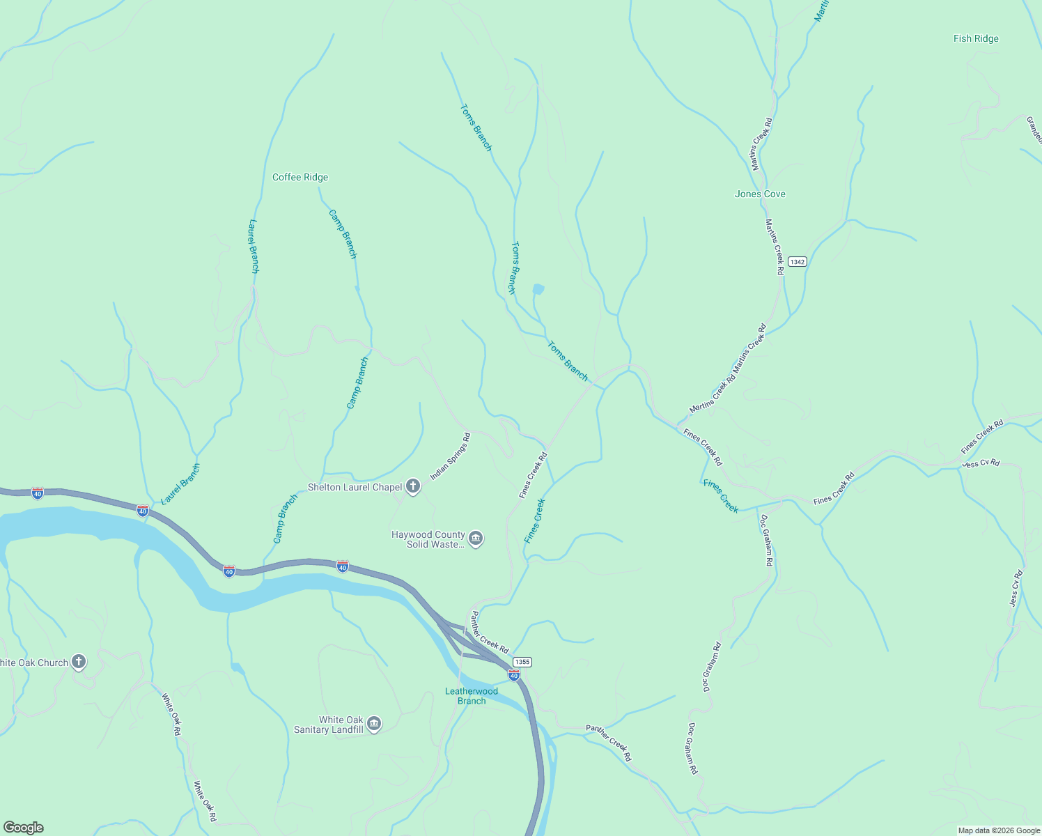 map of restaurants, bars, coffee shops, grocery stores, and more near 116 Shelton Laurel Road in Clyde