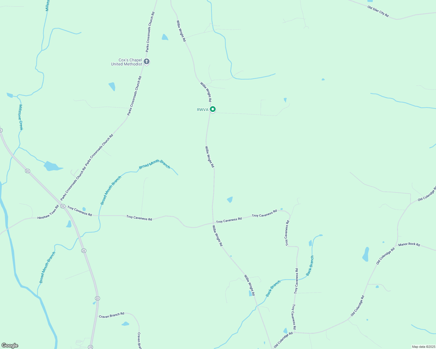 map of restaurants, bars, coffee shops, grocery stores, and more near 2647 Willie Wright Road in Ramseur