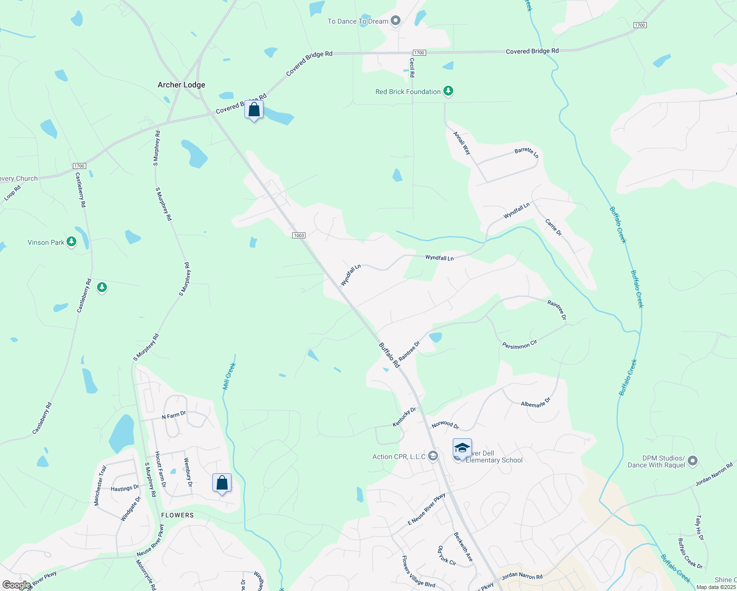 map of restaurants, bars, coffee shops, grocery stores, and more near 77 Hillsdale Drive in Clayton