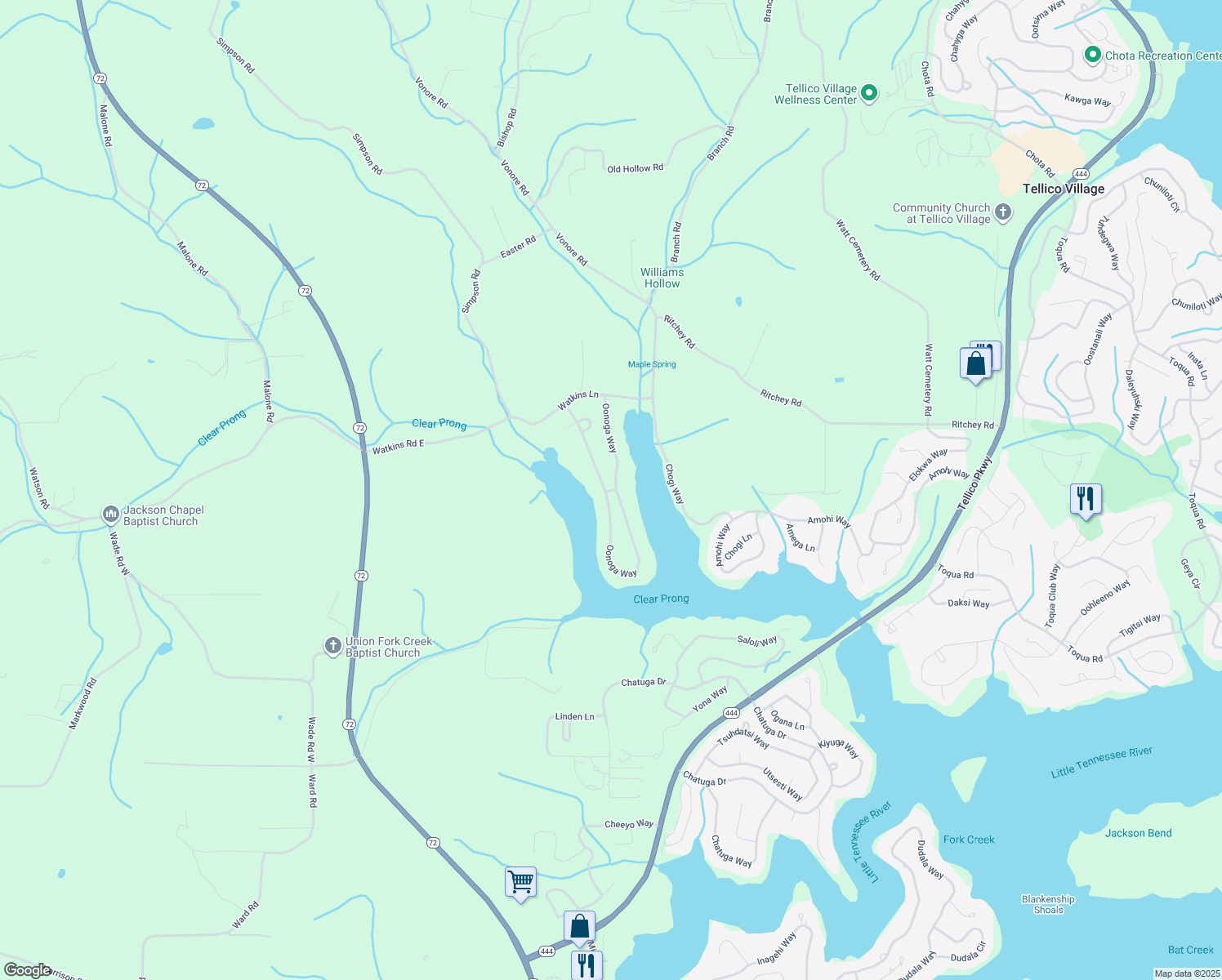 map of restaurants, bars, coffee shops, grocery stores, and more near 128 Oonoga Way in Loudon