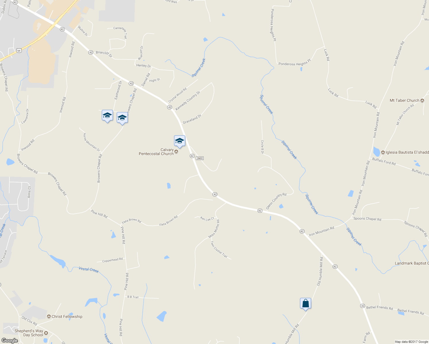 map of restaurants, bars, coffee shops, grocery stores, and more near 1758 Old Buffalo Ford Road in Asheboro