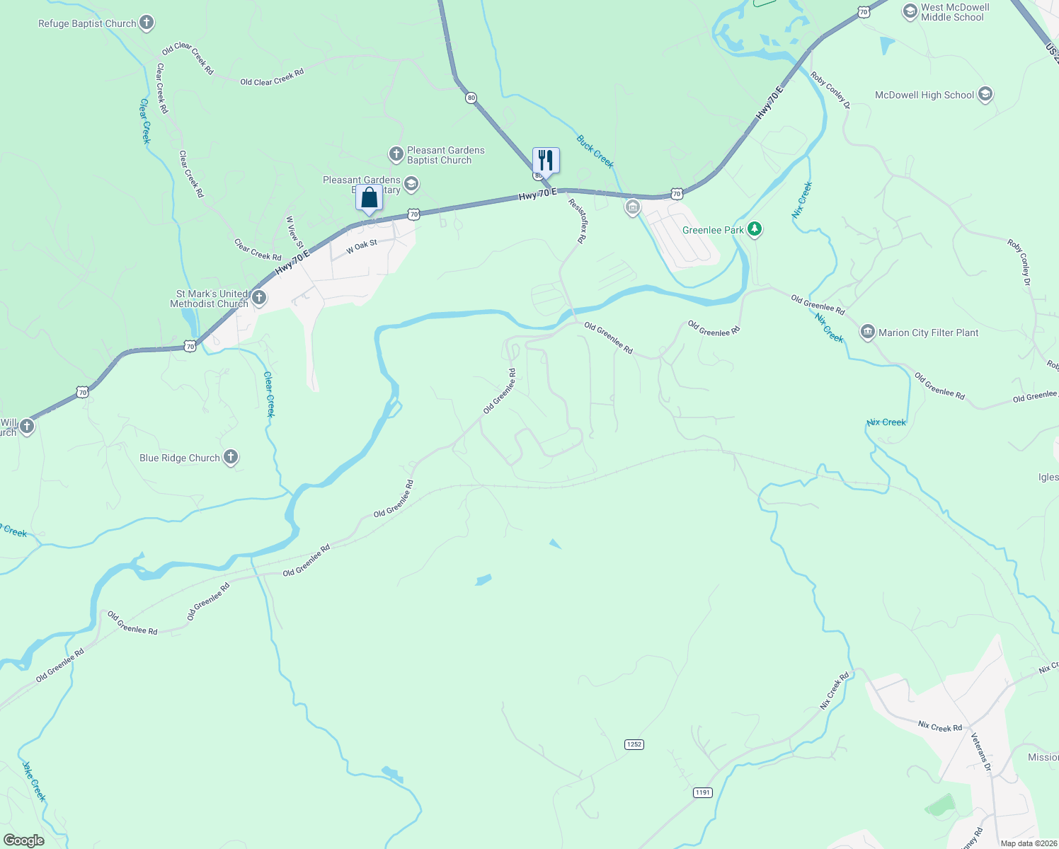 map of restaurants, bars, coffee shops, grocery stores, and more near 808 Hidden View Loop in Marion