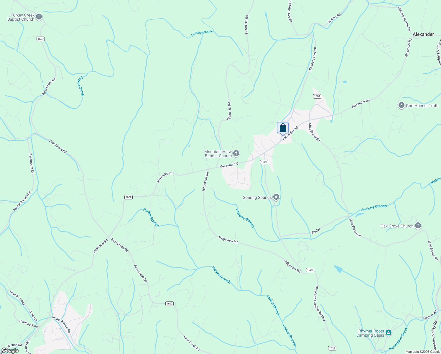 map of restaurants, bars, coffee shops, grocery stores, and more near 788 Alexander Rd in Alexander