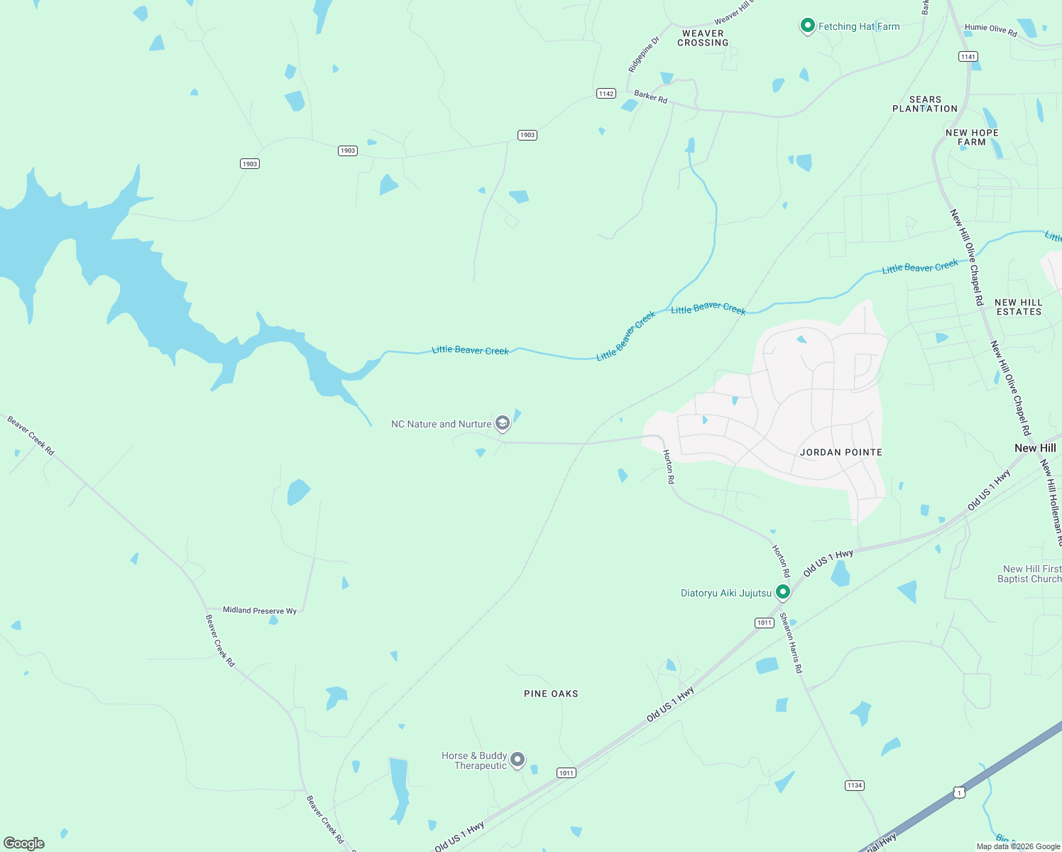 map of restaurants, bars, coffee shops, grocery stores, and more near 9824 Horton Road in New Hill