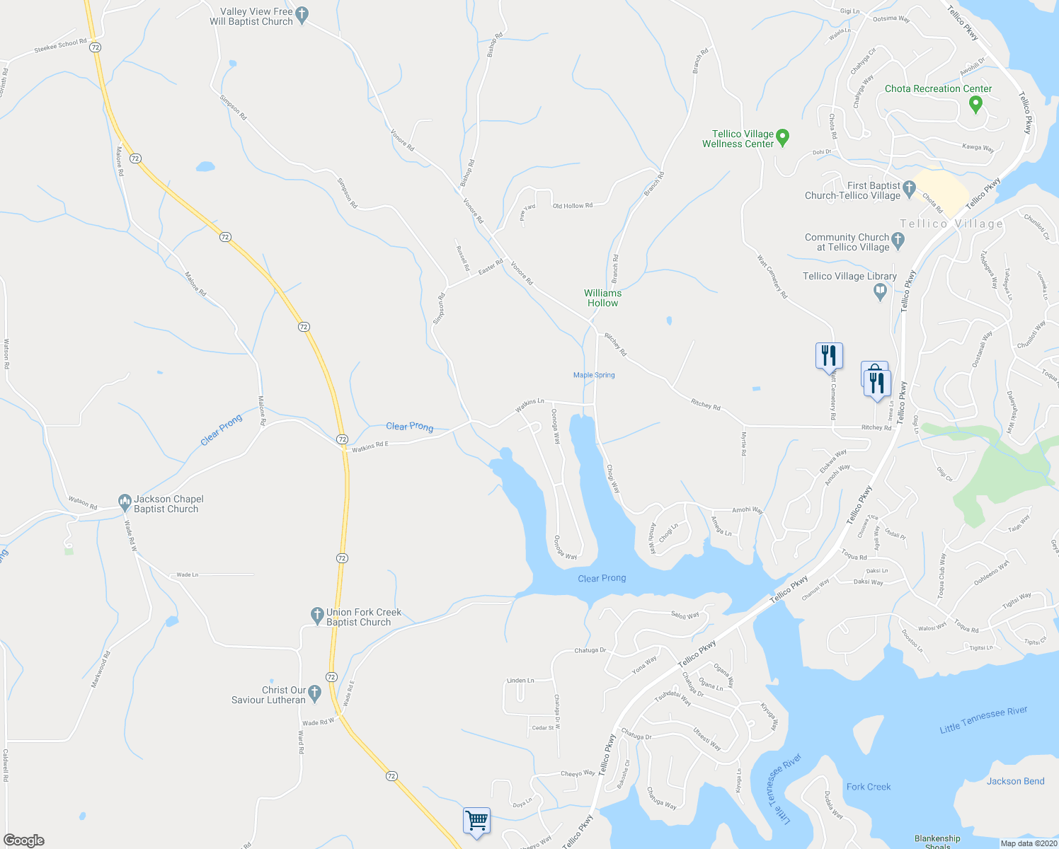 map of restaurants, bars, coffee shops, grocery stores, and more near 306 Oonoga Way in Loudon
