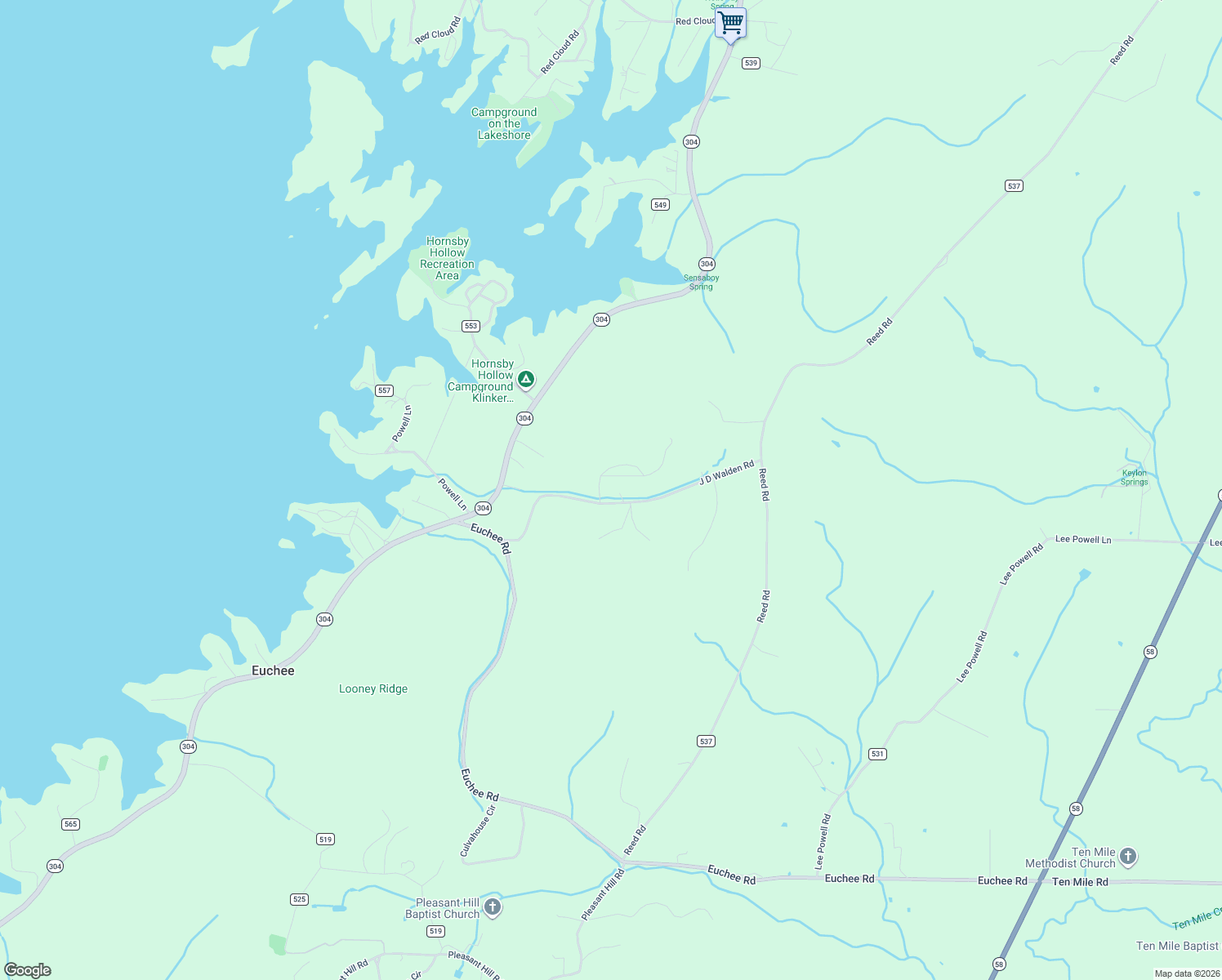 map of restaurants, bars, coffee shops, grocery stores, and more near 600 J D Walden Road in Ten Mile