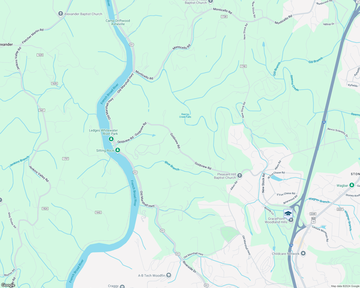 map of restaurants, bars, coffee shops, grocery stores, and more near 4 Patti Lane in Asheville