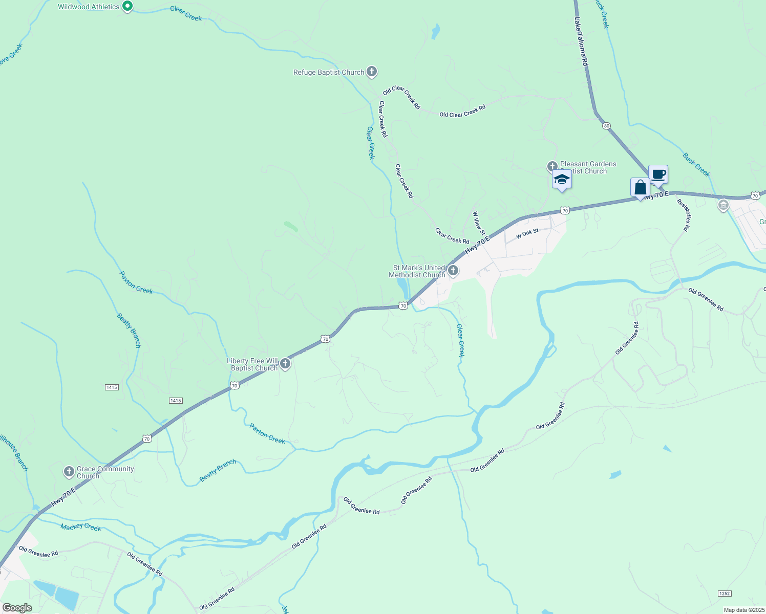 map of restaurants, bars, coffee shops, grocery stores, and more near 68 Devinney Drive in Marion