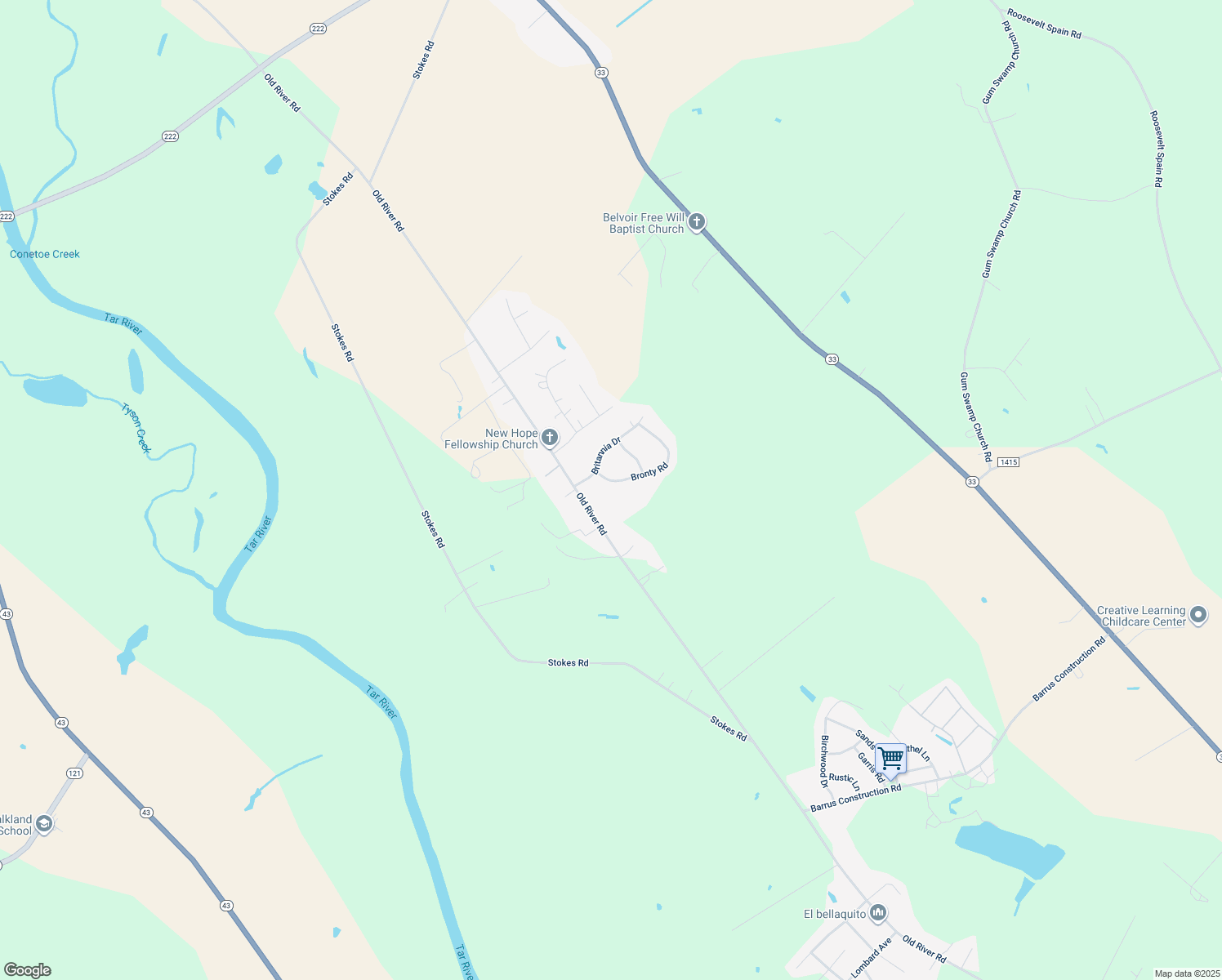 map of restaurants, bars, coffee shops, grocery stores, and more near 524 Bronty Road in Greenville