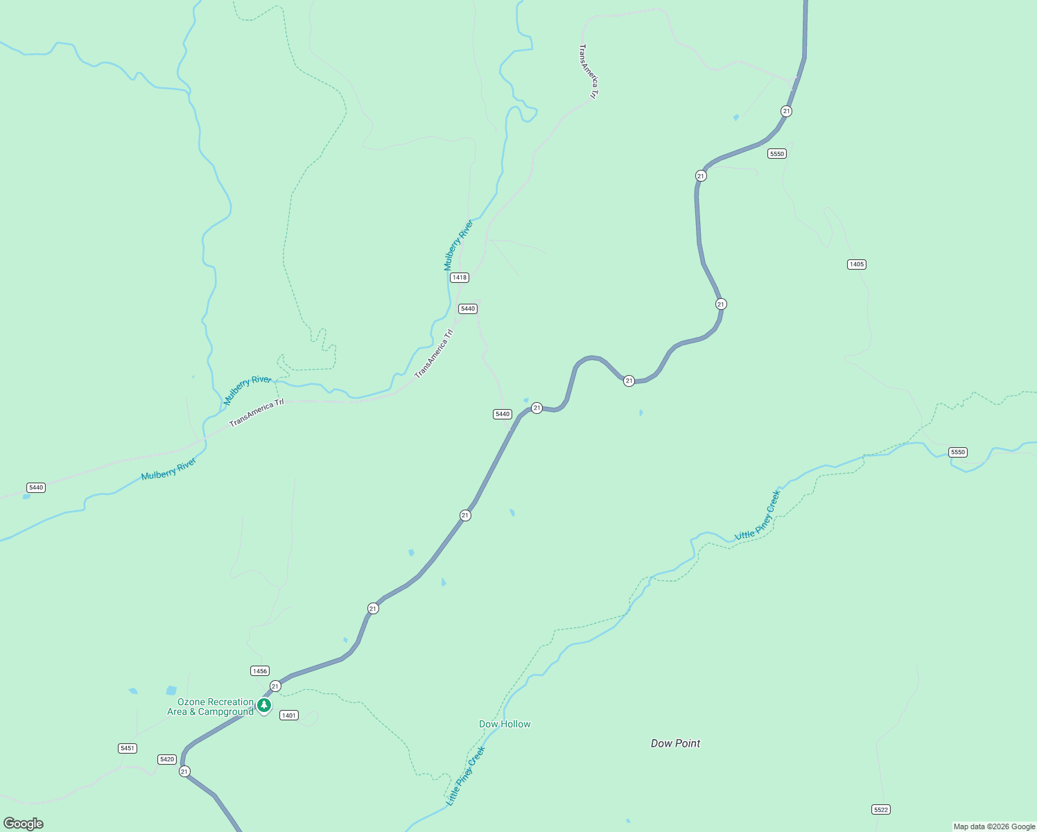 map of restaurants, bars, coffee shops, grocery stores, and more near 18210 Arkansas 21 in Johnson County