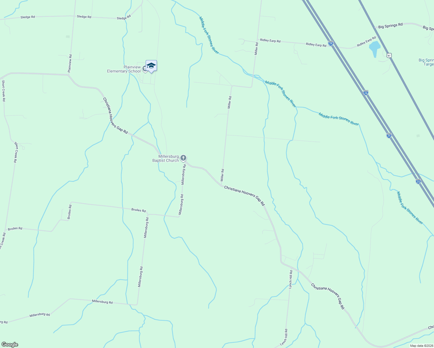 map of restaurants, bars, coffee shops, grocery stores, and more near 8694 Miller Road in Christiana