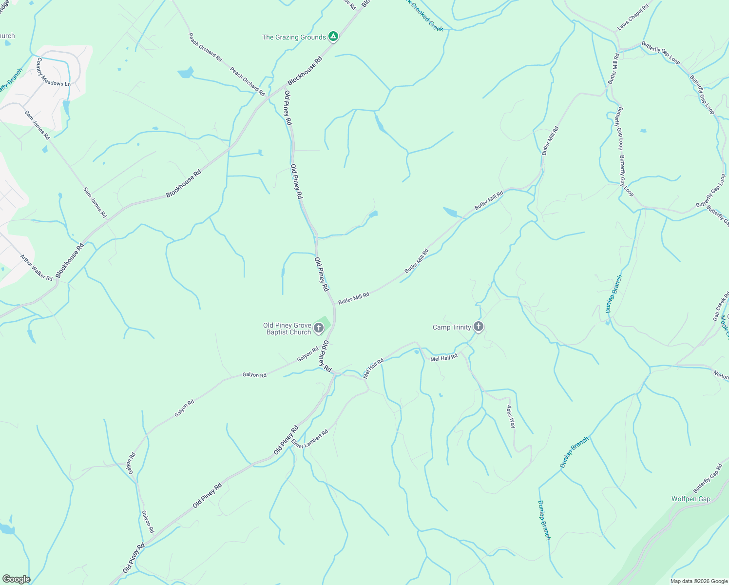 map of restaurants, bars, coffee shops, grocery stores, and more near 736 Butler Mill Road in Maryville