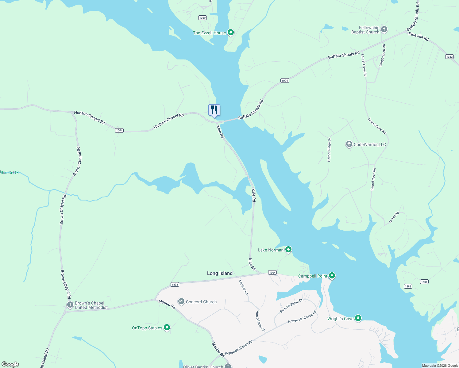 map of restaurants, bars, coffee shops, grocery stores, and more near 1827 Goat Road in Catawba