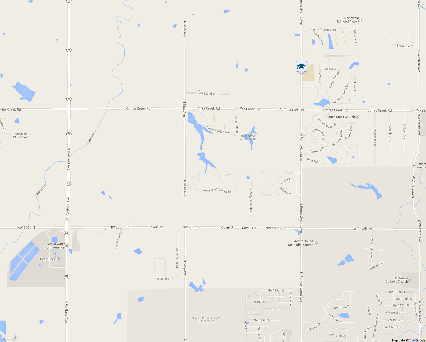 map of restaurants, bars, coffee shops, grocery stores, and more near 2625 W Sierra Springs Dr in Edmond