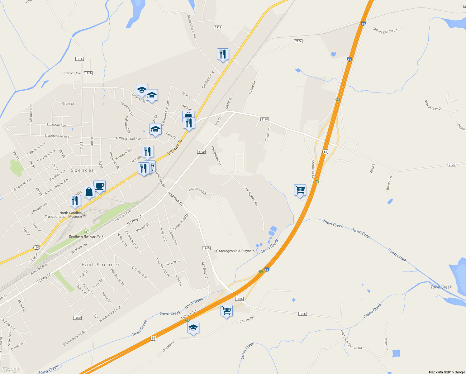 map of restaurants, bars, coffee shops, grocery stores, and more near 445 Heiligtown Road in Salisbury