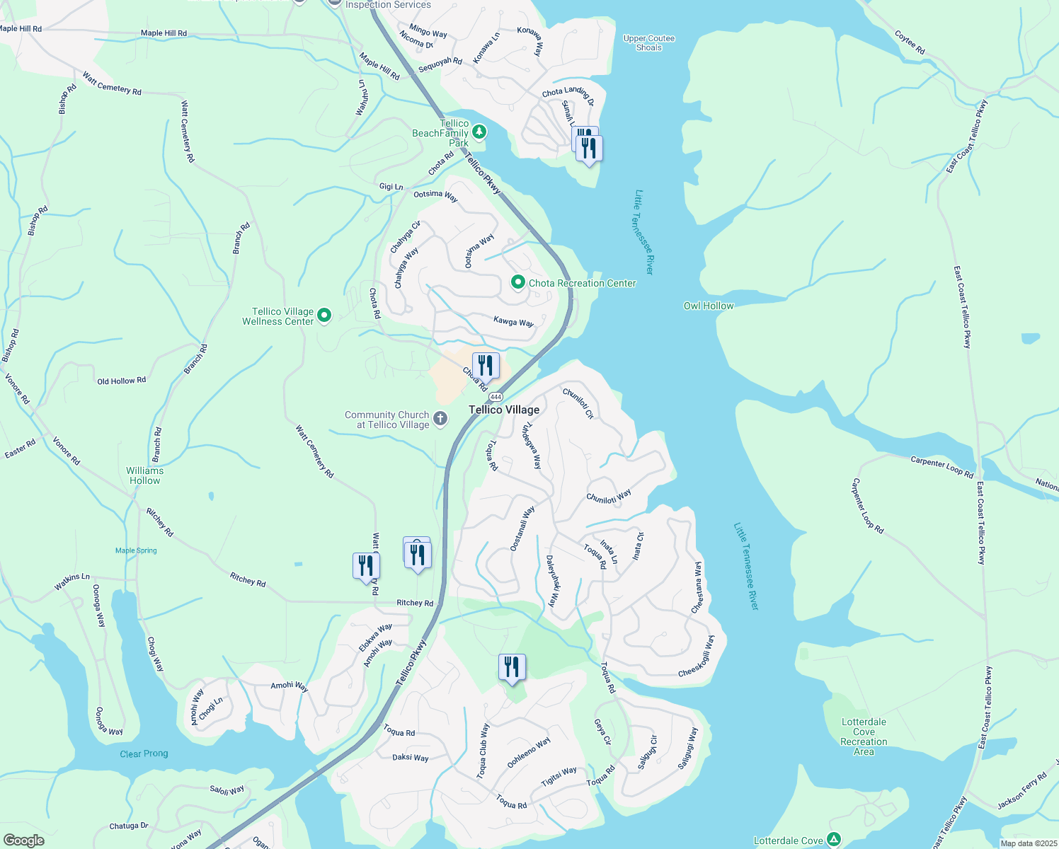 map of restaurants, bars, coffee shops, grocery stores, and more near 141 Tuhdegwa Way in Loudon