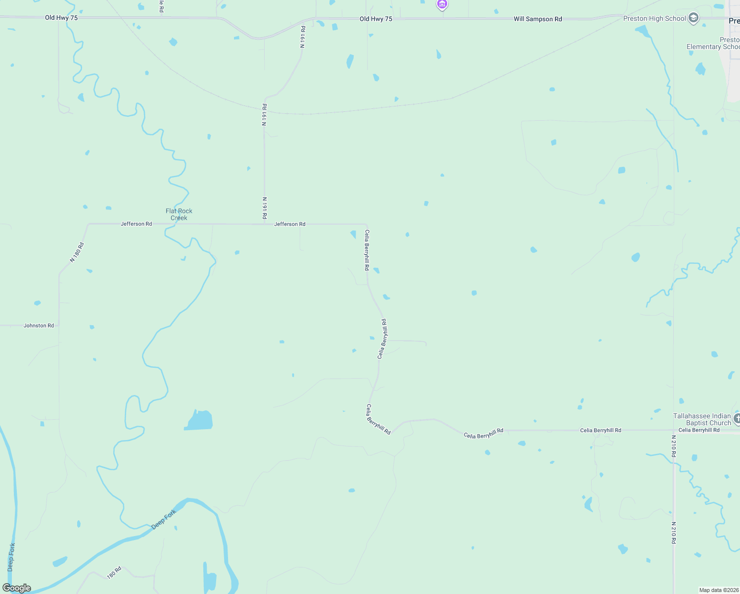 map of restaurants, bars, coffee shops, grocery stores, and more near 9611 Celia Berryhill Rd in Okmulgee