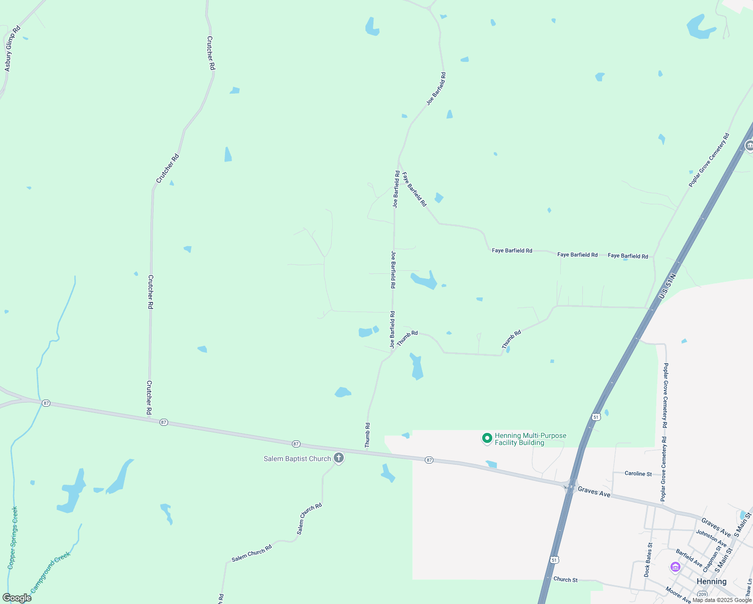 map of restaurants, bars, coffee shops, grocery stores, and more near 84 Cody Lane in Henning