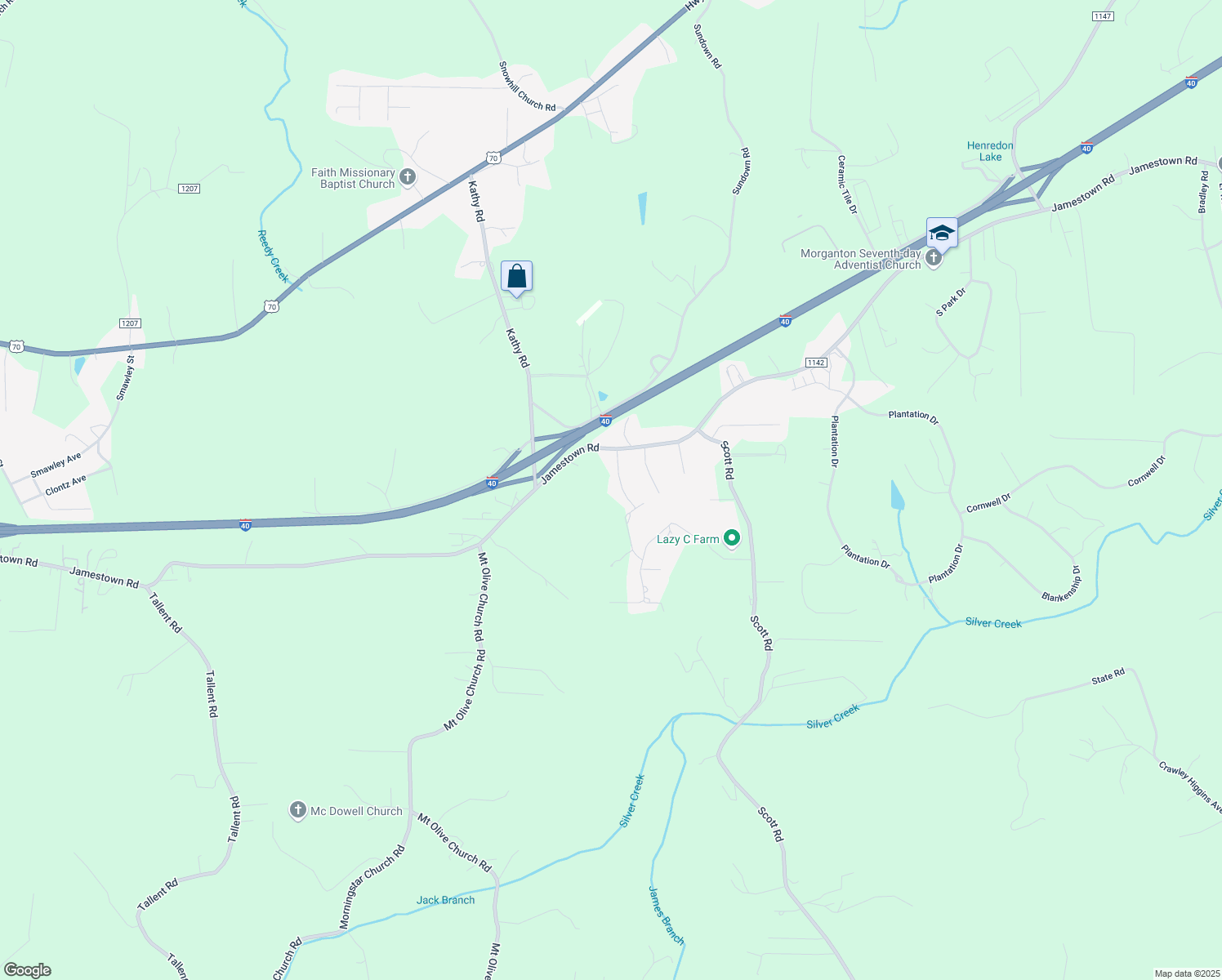 map of restaurants, bars, coffee shops, grocery stores, and more near 4138 Valley Trail in Morganton