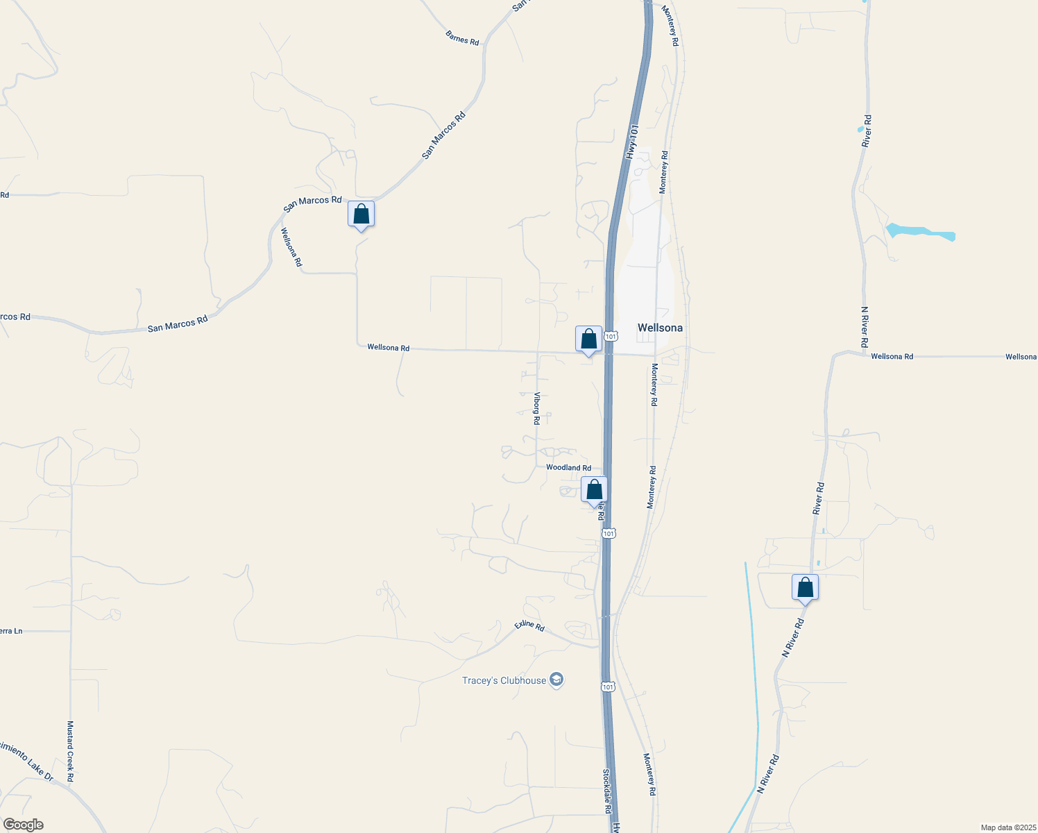 map of restaurants, bars, coffee shops, grocery stores, and more near 6285 Viborg Road in Paso Robles