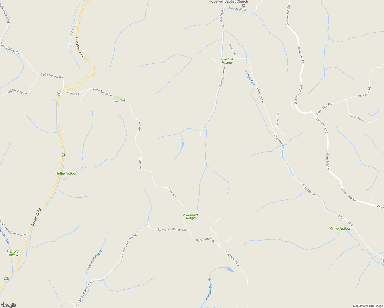 map of restaurants, bars, coffee shops, grocery stores, and more near 2105 Tolbert Hollow Road in Bradyville