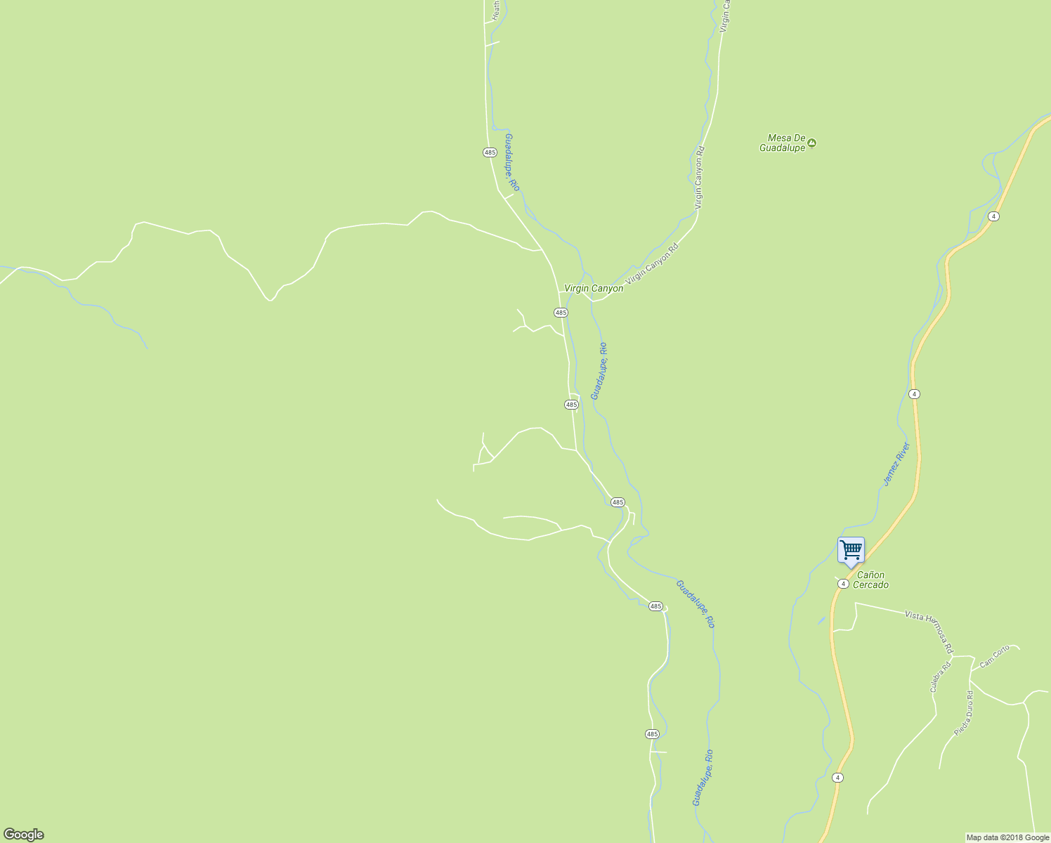 map of restaurants, bars, coffee shops, grocery stores, and more near 100 New Mexico 485 in Jemez Pueblo