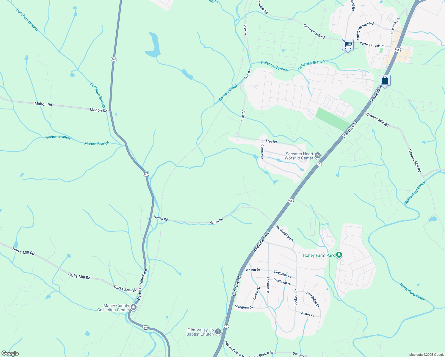 map of restaurants, bars, coffee shops, grocery stores, and more near 2294 Harlan Road in Columbia