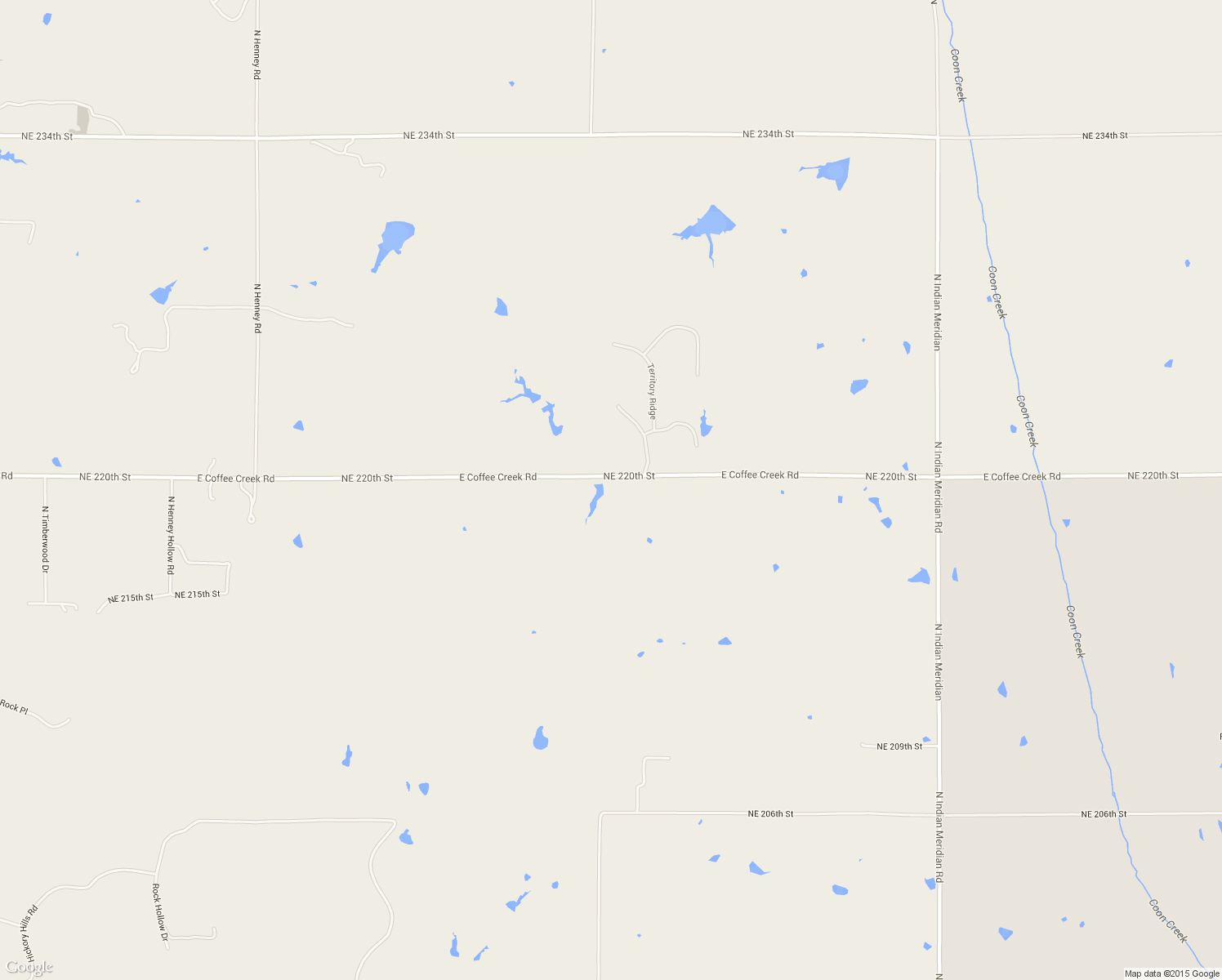 map of restaurants, bars, coffee shops, grocery stores, and more near 15000 East Coffee Creek Road in Luther