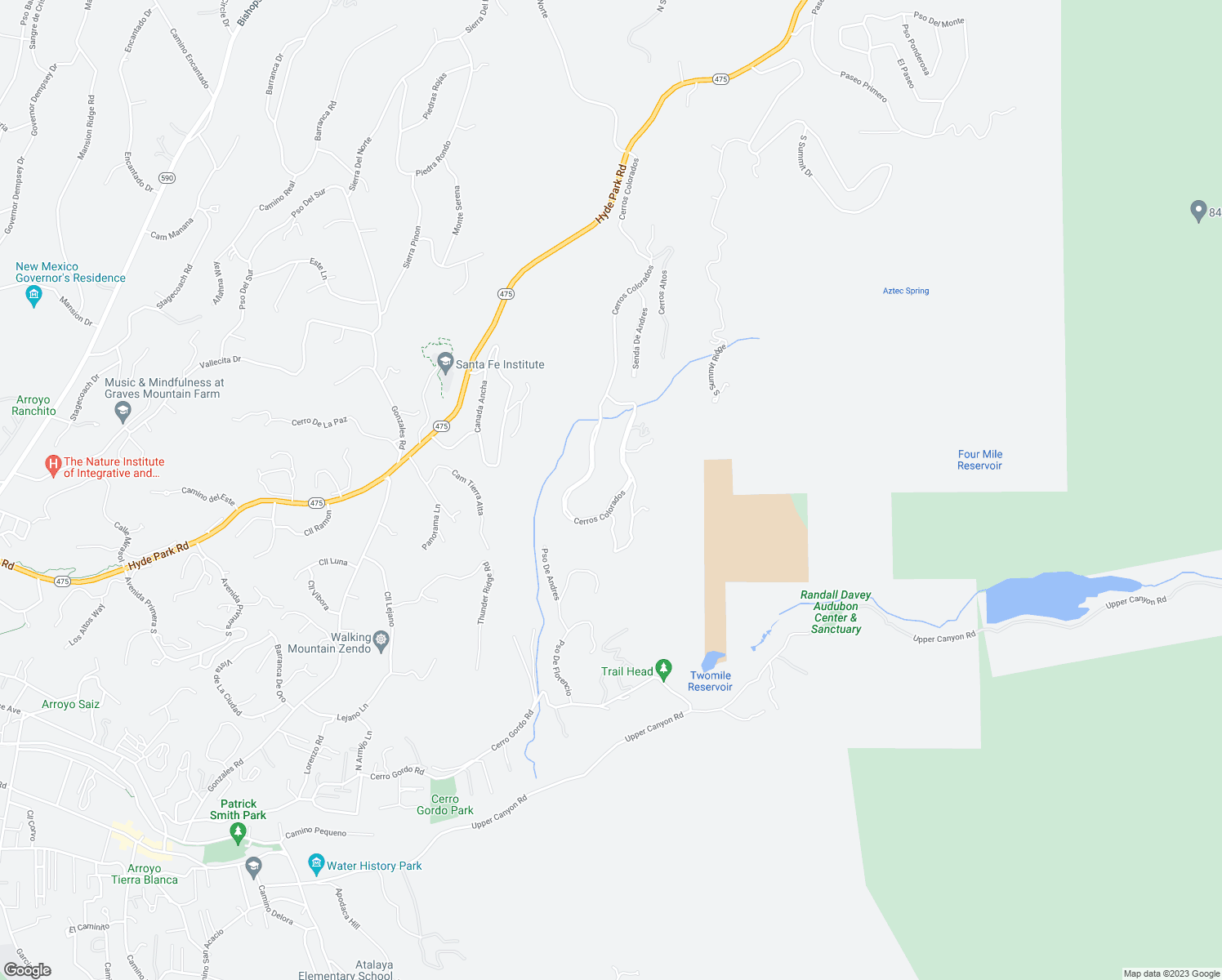 map of restaurants, bars, coffee shops, grocery stores, and more near 1961 Cerros Colorados in Santa Fe